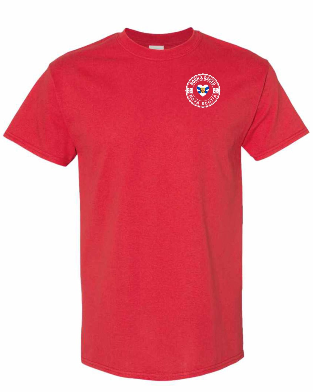 Born and Raised NS Heart Flag Left Chest & Back Men's Tee