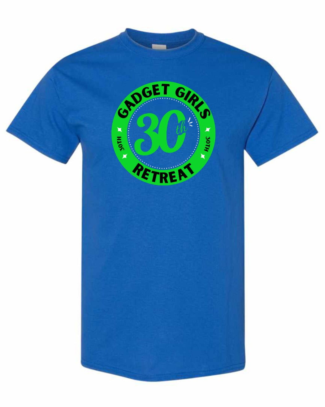 Gadget Girls 30th Retreat Men's Tee Green Logo