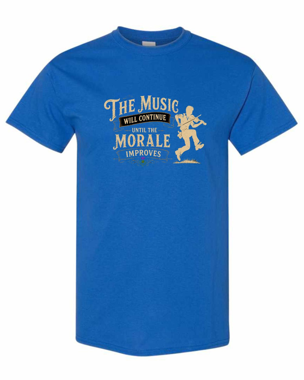 Muisic Will Continue Fiddle Men's Tee in Royal
