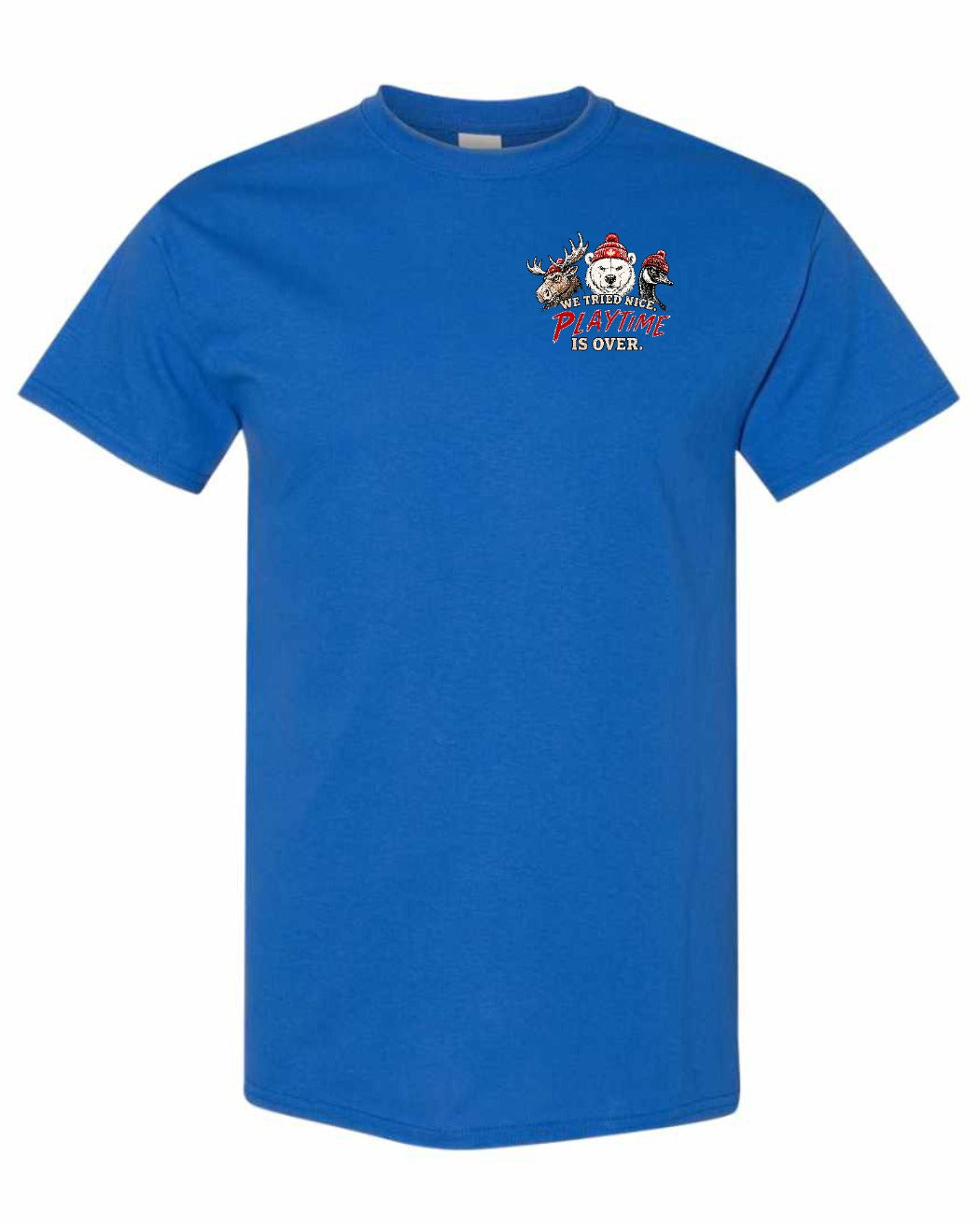 We Tried Nice New Left Chest and Back Men's Tee in Royal