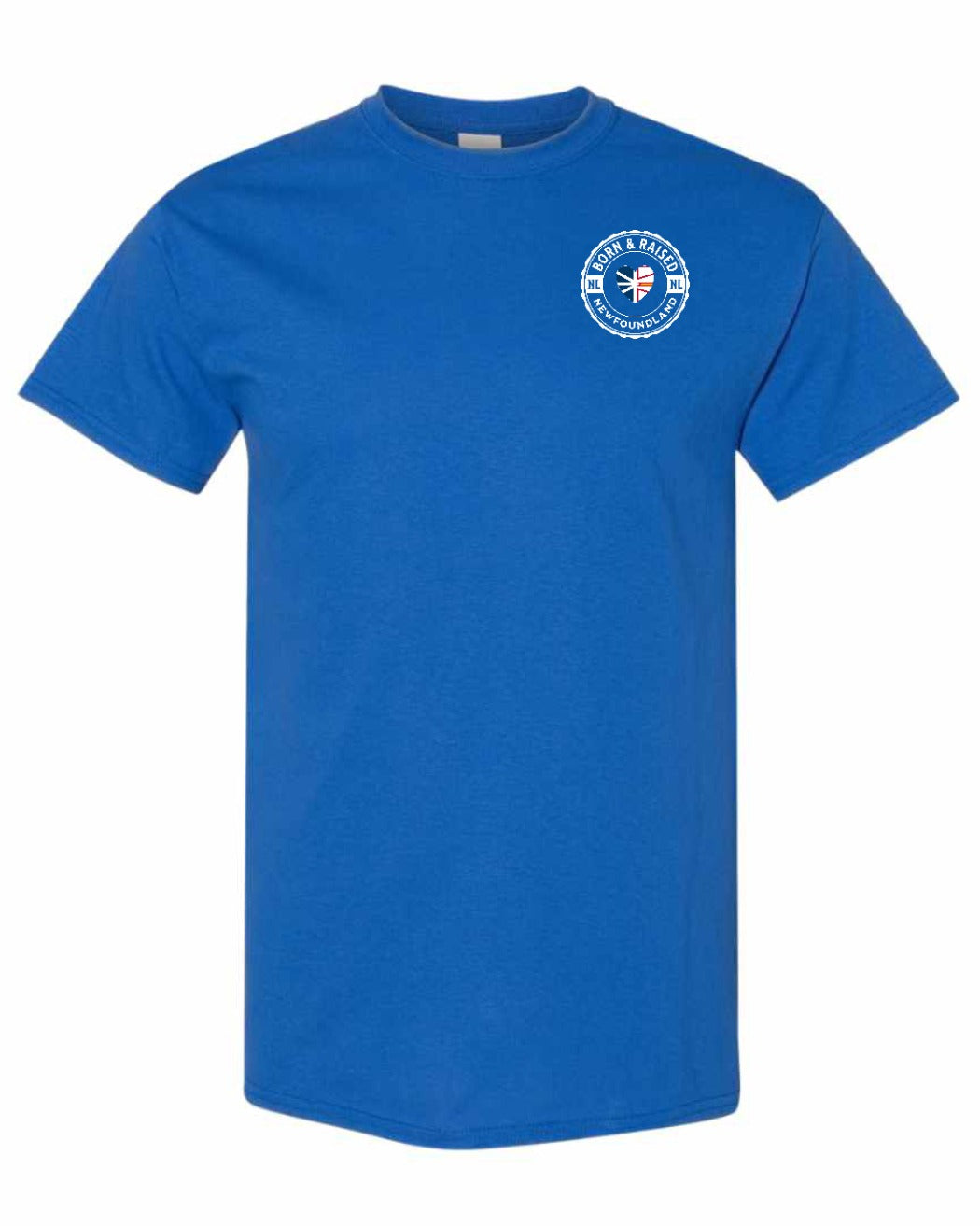 Born and Raised NFLD Heart Flag Left Chest Men's Tee