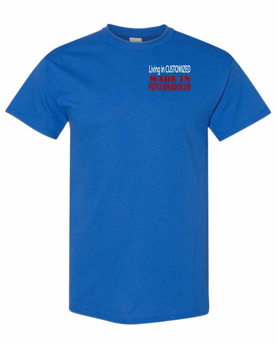 Living in Customized Made in PEI Left Chest Men's Tee