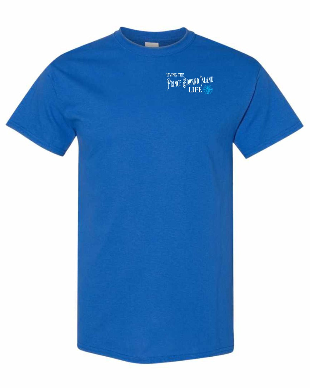 Living the PEI Life Blue Compass Left Chest Men's Tee