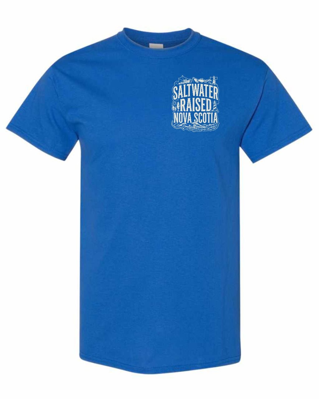 Saltwater Raised NS Folk Left Chest Men's Tee