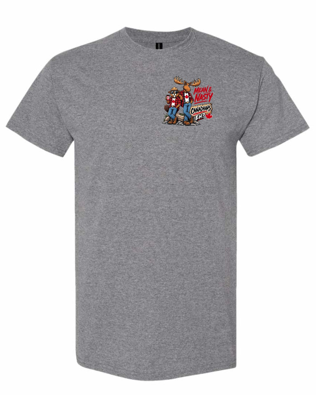 New Mean and Nasty Canadians Left Chest Men's Tee in Graphite Heather