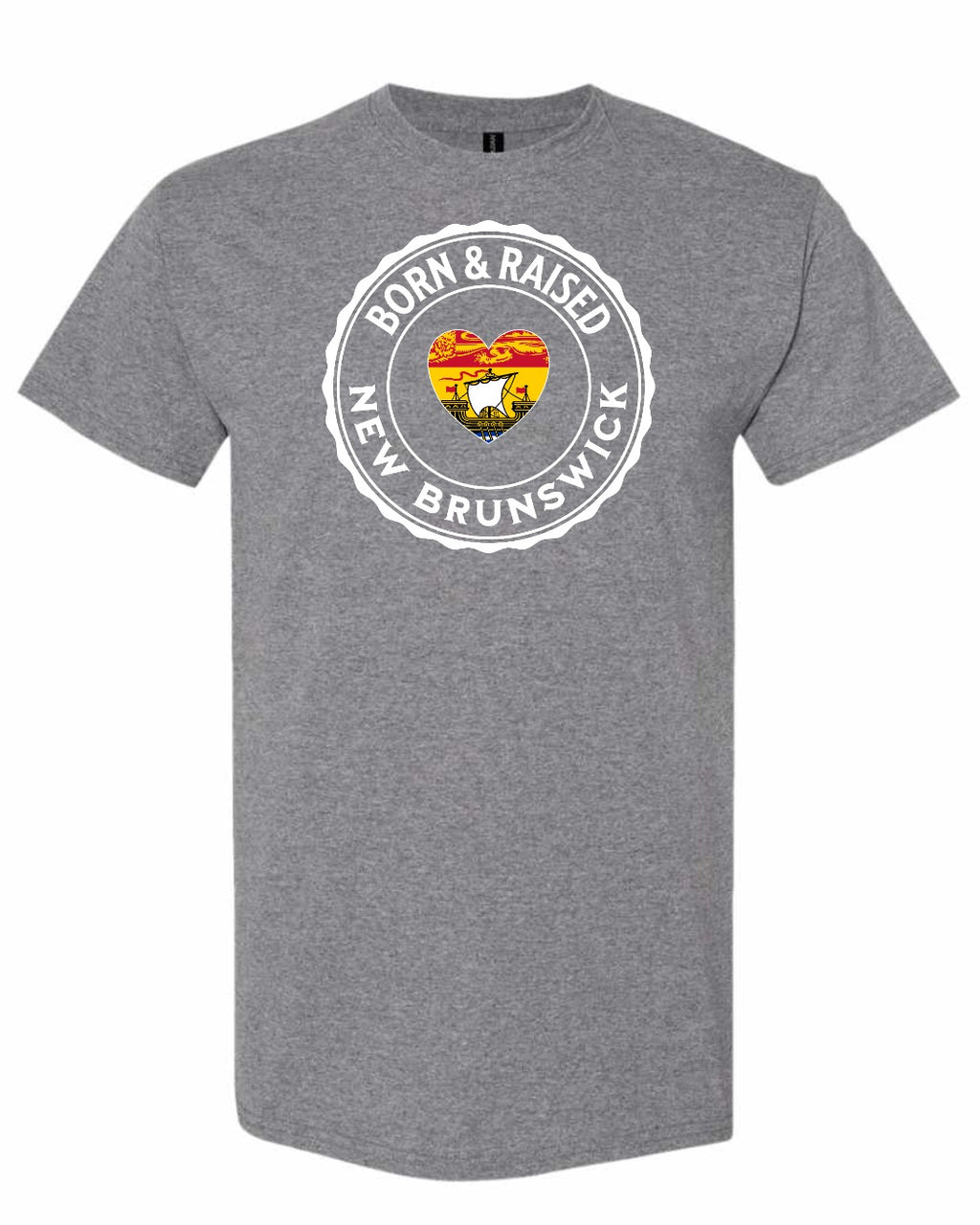 Born and Raised Nb Heart Flag 1 Men's Tee in Graphite Heather