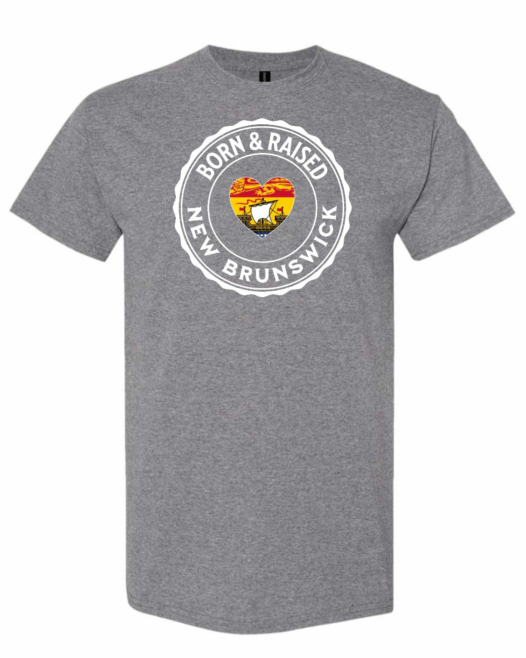 Born and Raised Nb Heart Flag 1 Men's Tee in Graphite Heather