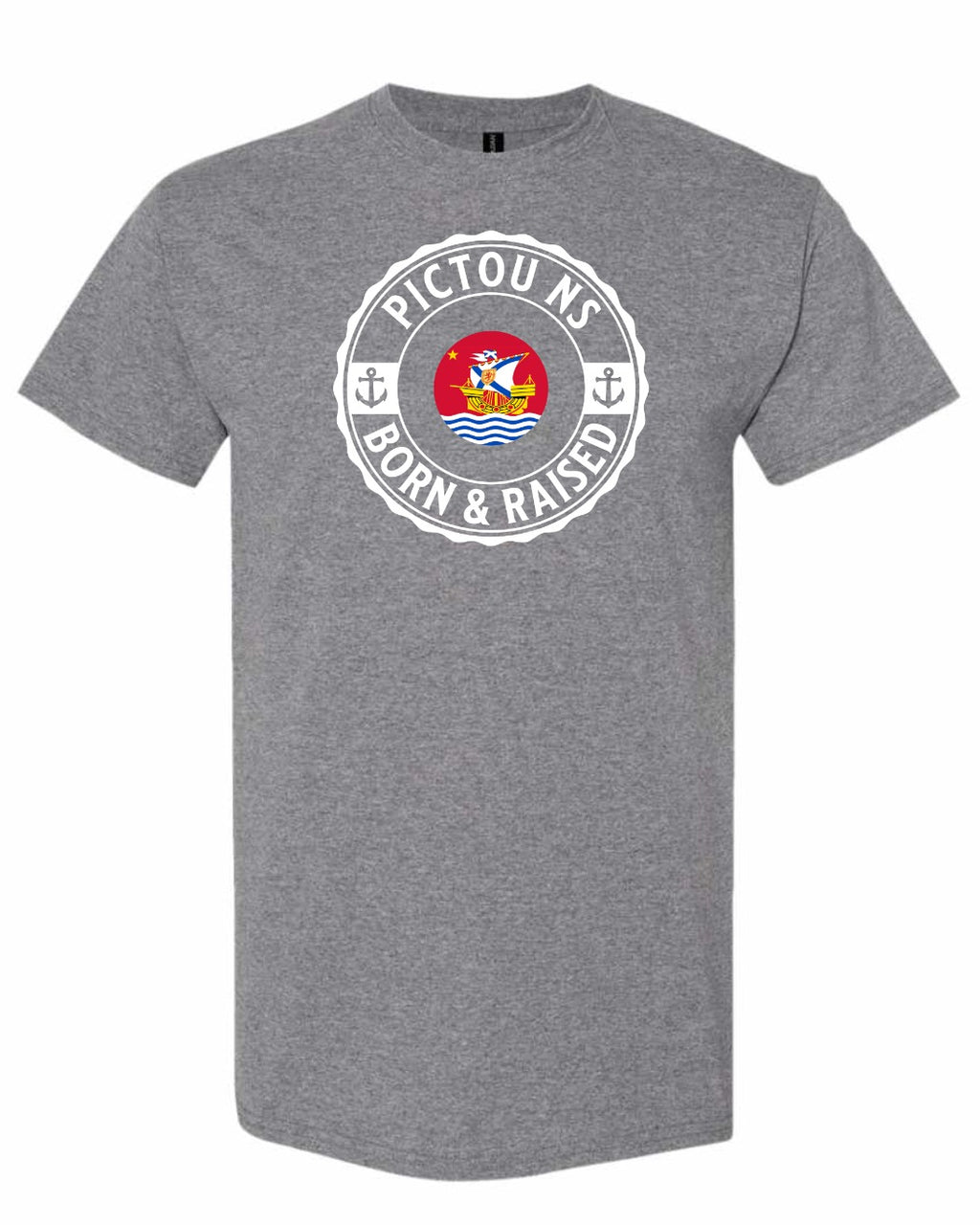 Pictou Born Raised Men's Tee in Graphite Heather
