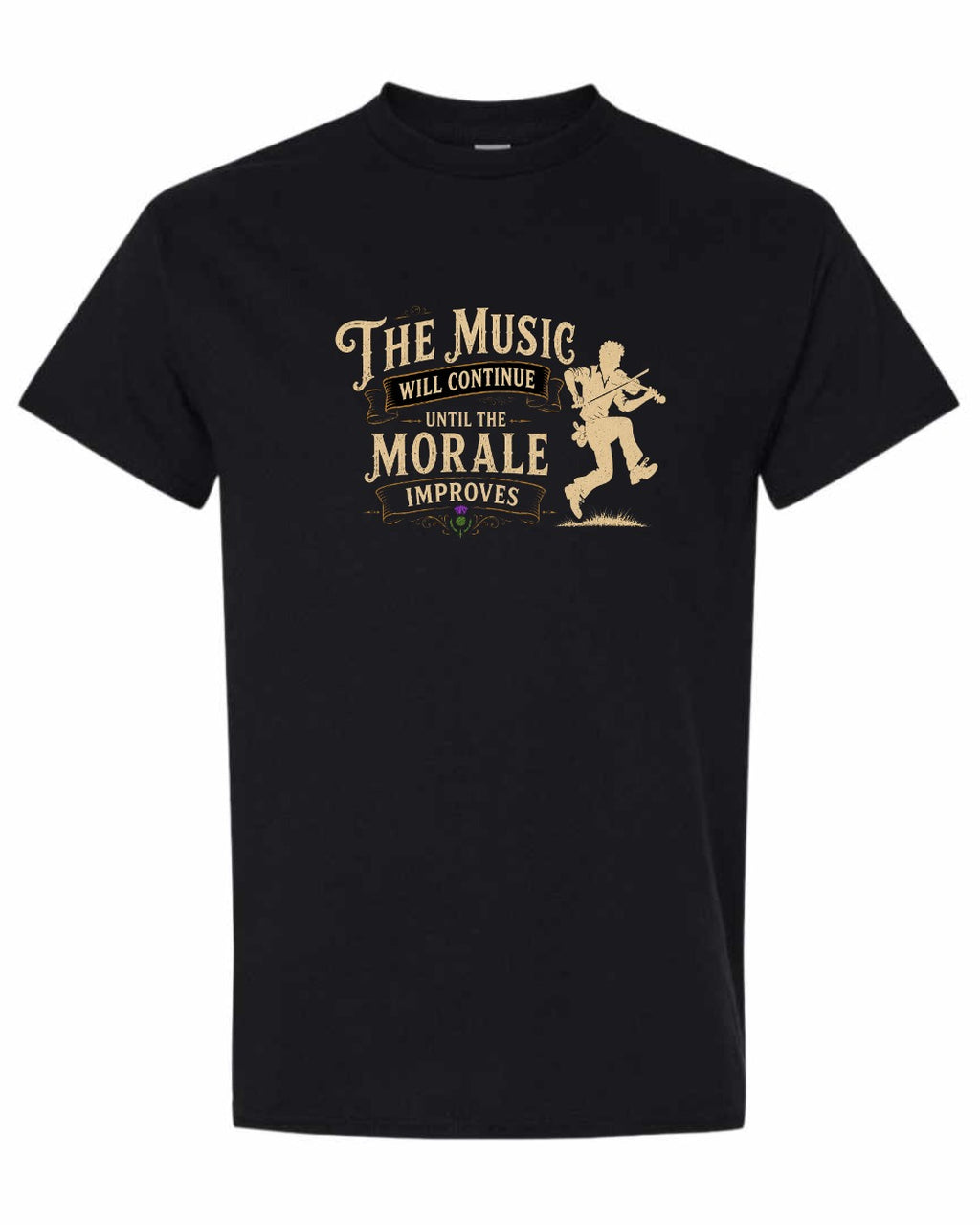 Muisic Will Continue Fiddle Men's Tee in Black