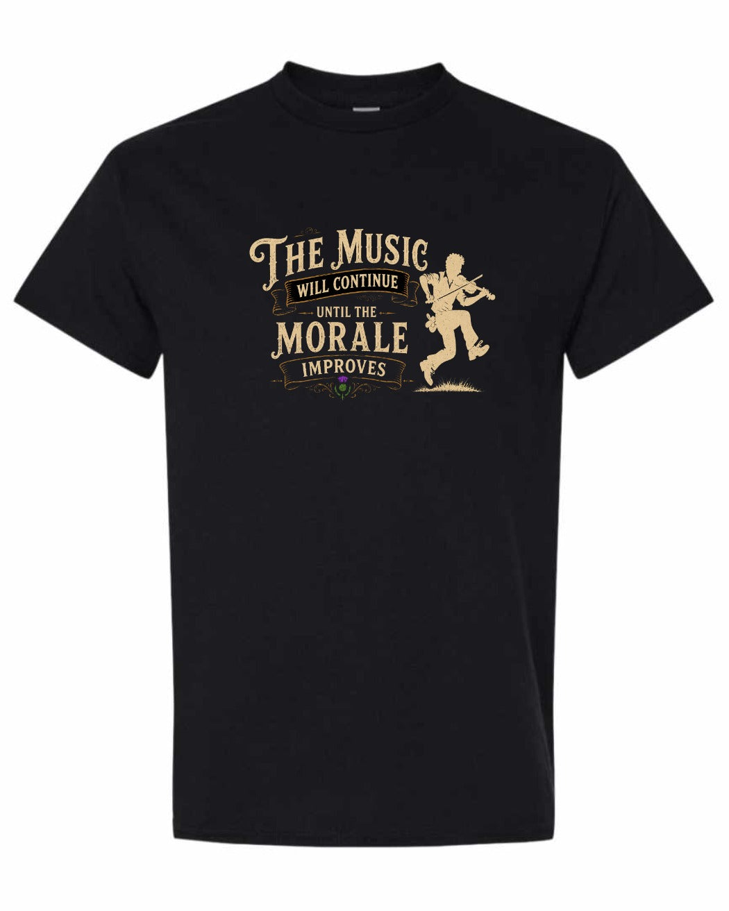 Muisic Will Continue Fiddle Men's Tee in Black