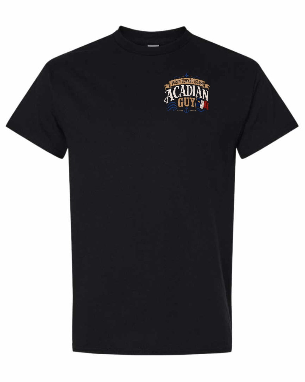 Prince Edward Island Guy Left Chest Men's Tee in Black