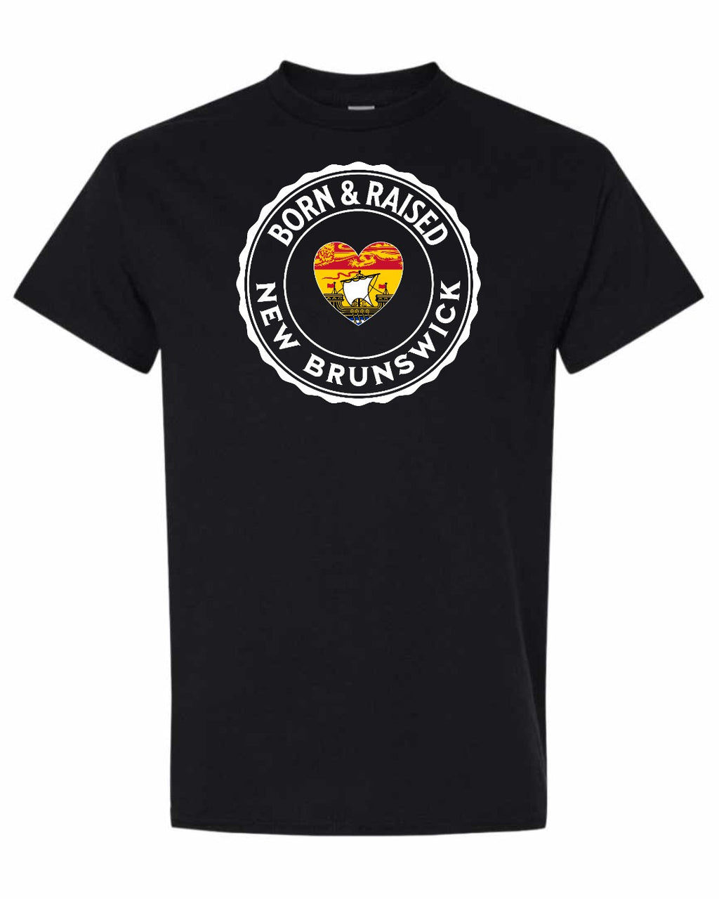 Born and Raised Nb Heart Flag 1 Men's Tee in Black
