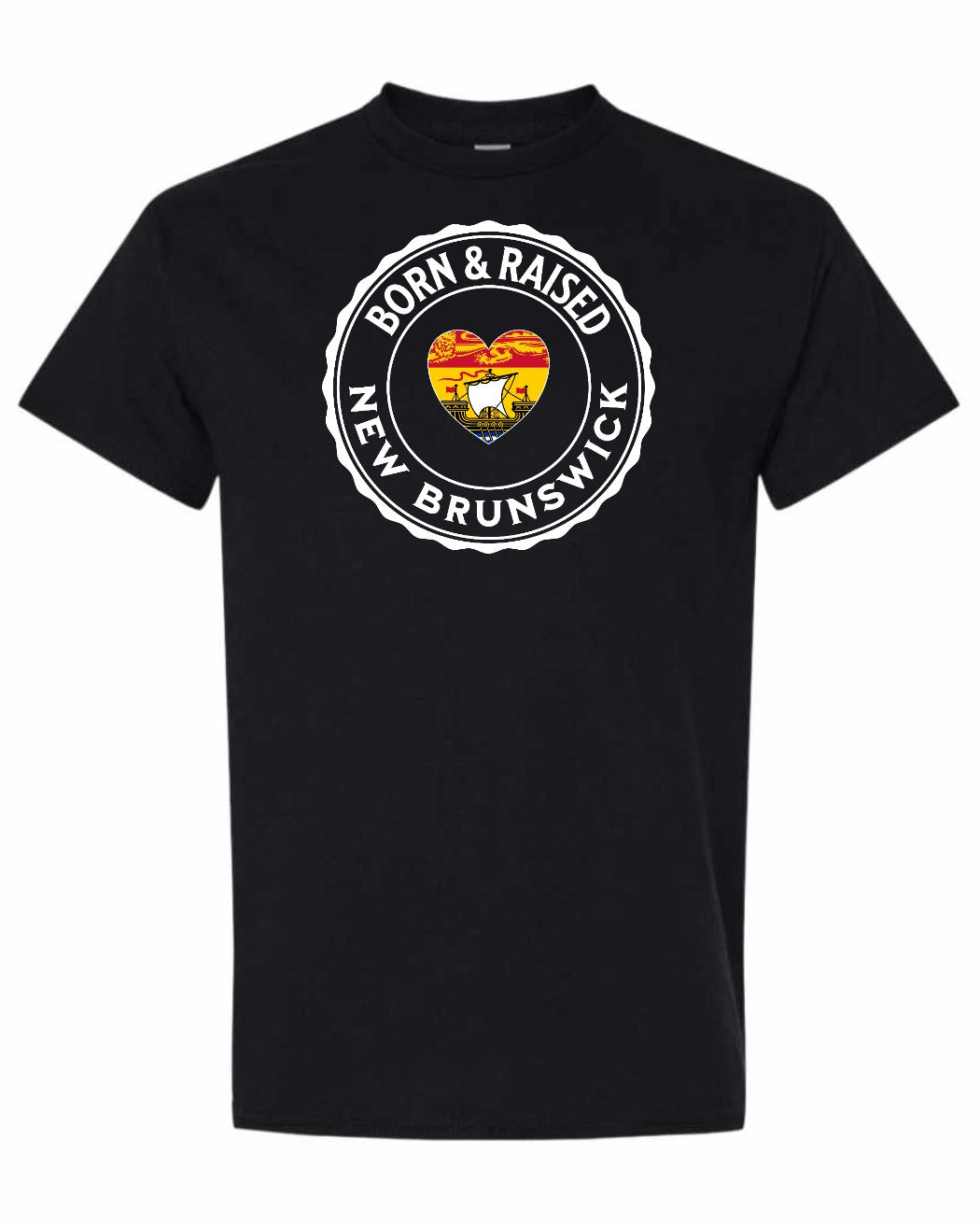 Born and Raised Nb Heart Flag 1 Men's Tee in Black