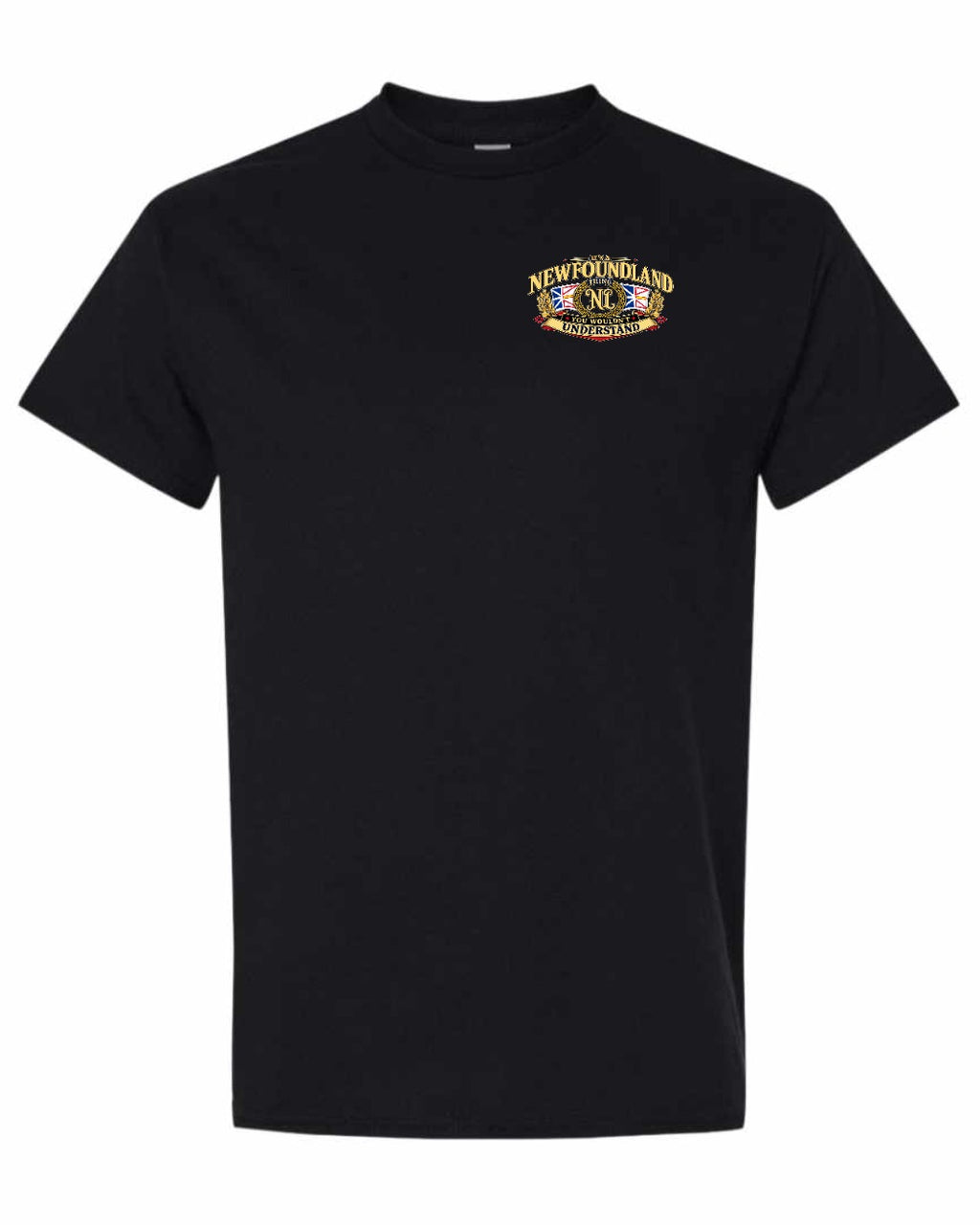 Newfoundland Thing Badge Left Chest and Back Men's Tee in Black