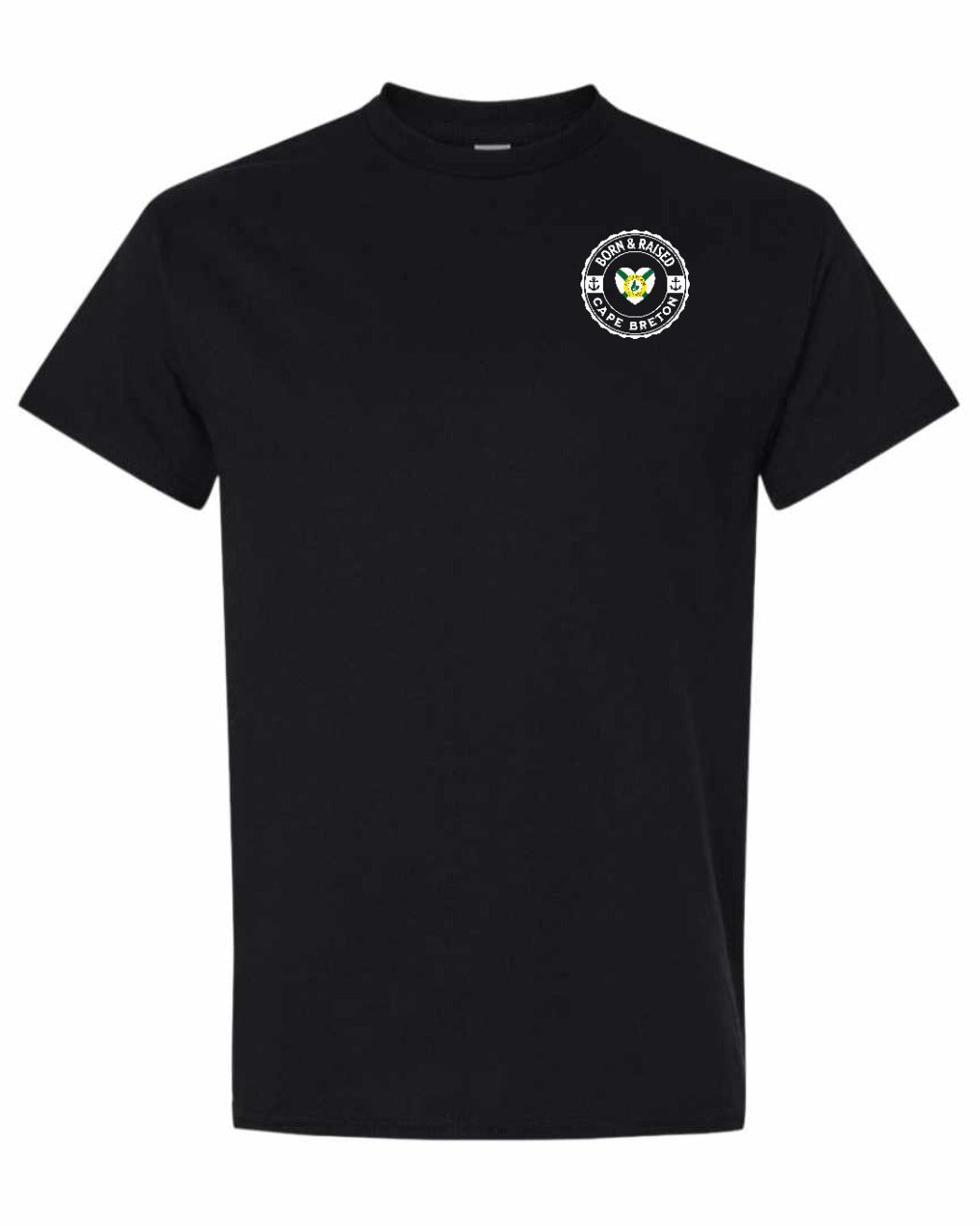 Born and Raised CB Heart Flag Left Chest & Back Men's Tee