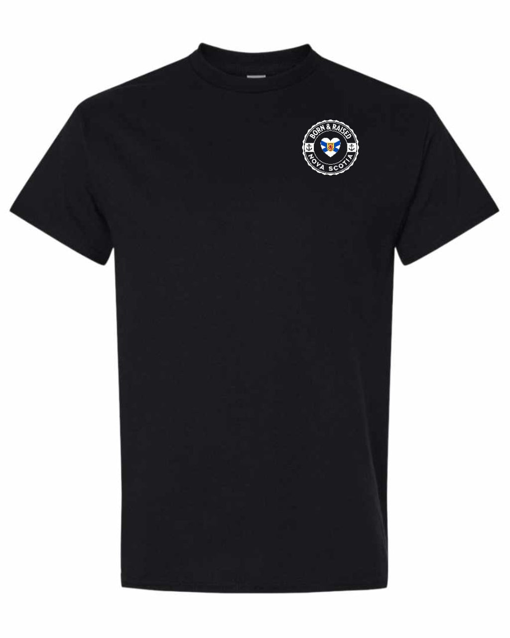 Born and Raised NS Heart Flag Left Chest Men's Tee