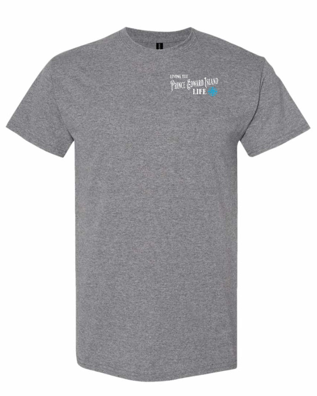 Living the PEI Life Blue Compass Left Chest Men's Tee