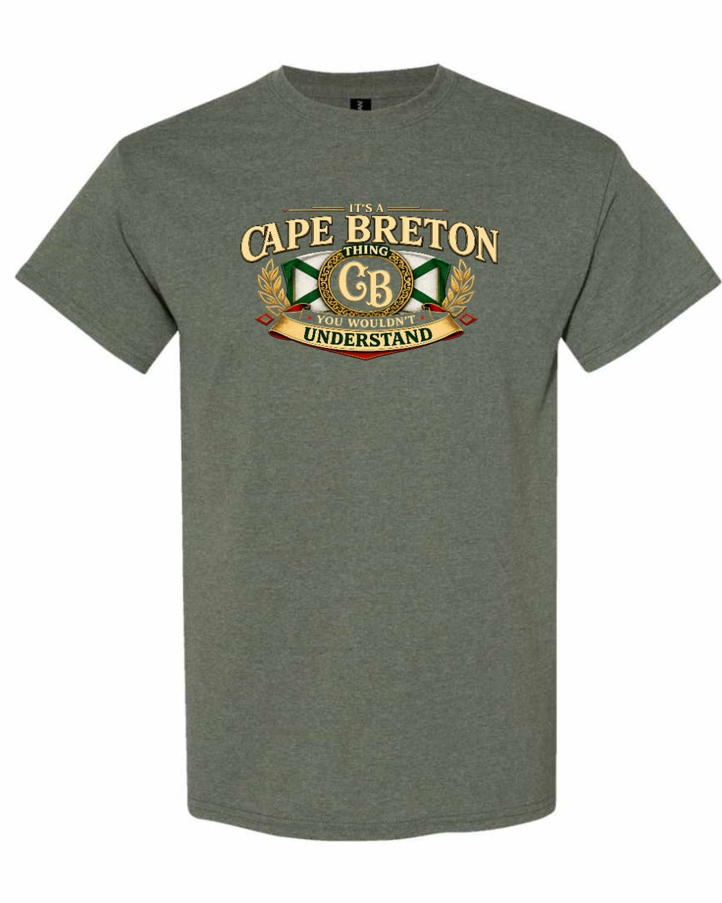 Cb Understand Flag Men's Tee in Heather Military Green