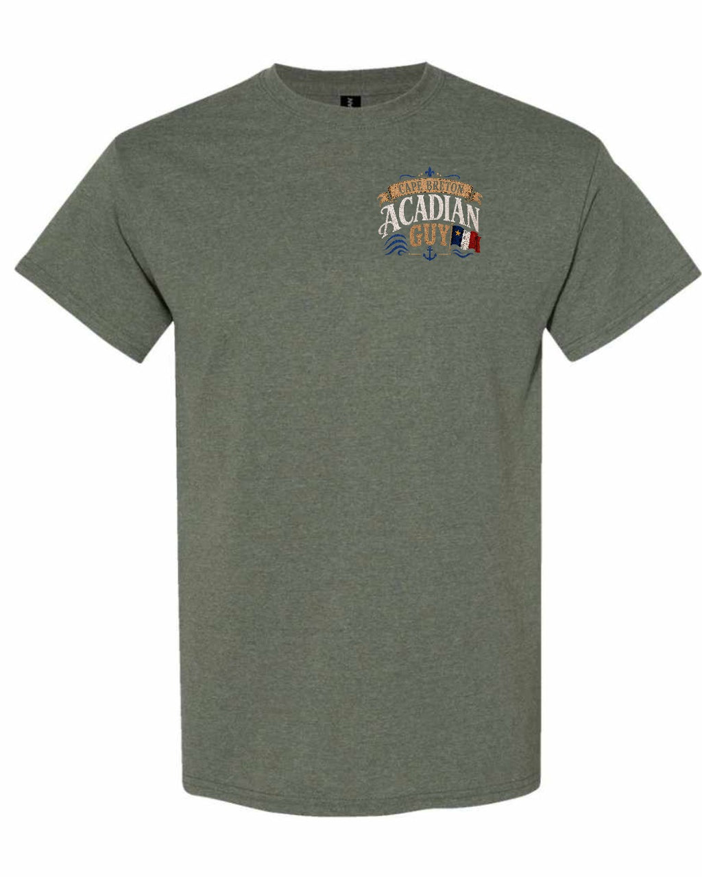 Cape Breton Guy Left Chest Men's Tee in Heather Military Green