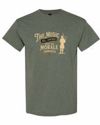 Muisic Will Continue Bagpipes Men's Tee in Heather Military Green