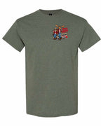New Mean and Nasty Canadians Left Chest Men's Tee in Heather Military Green