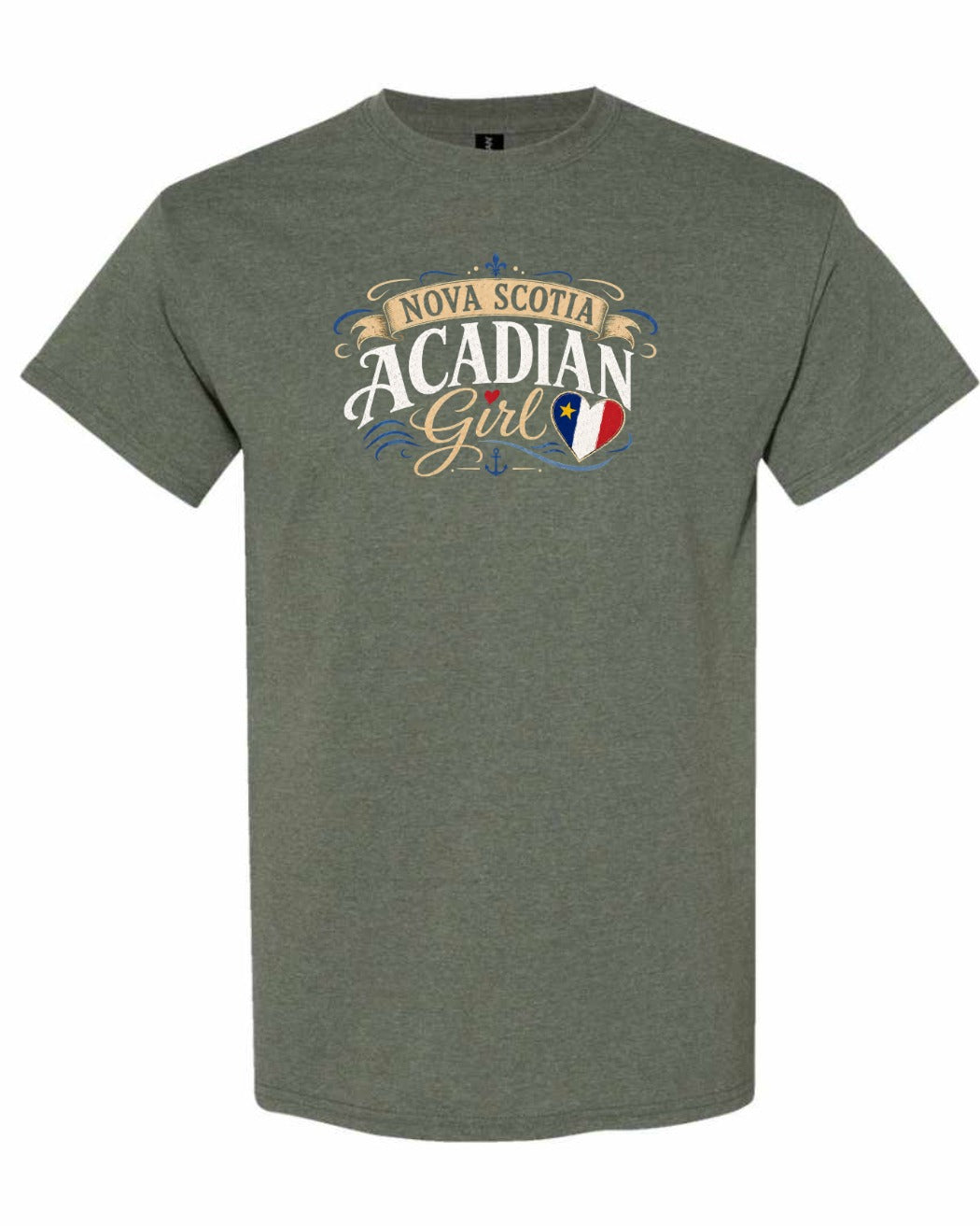 Nova Scotia Girl Garment Men's Tee in Heather Military Green
