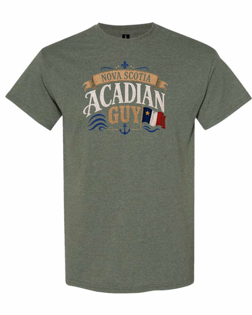 Nova Scotia Guy Men's Tee in Heather Military Green