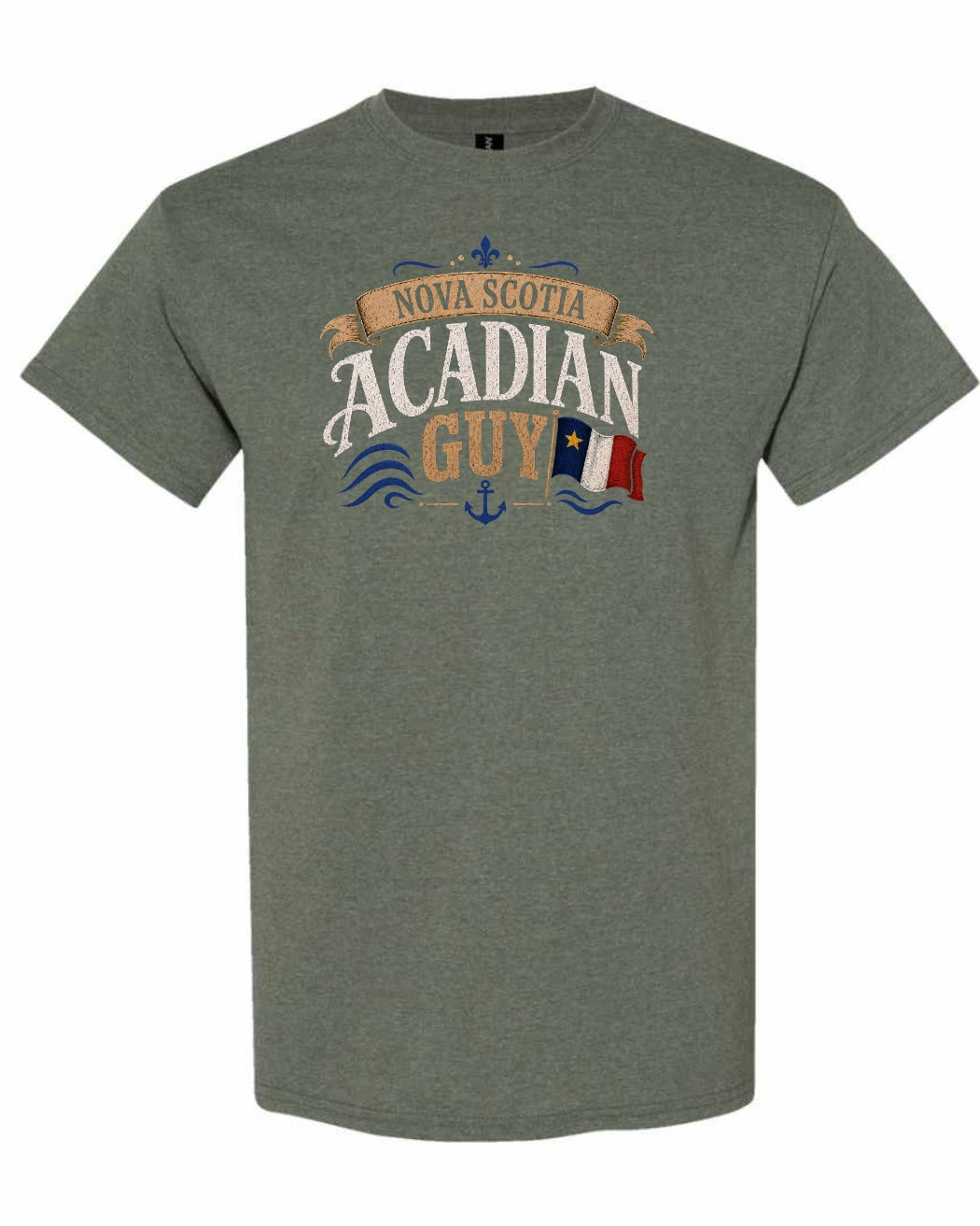 Nova Scotia Guy Men's Tee in Heather Military Green