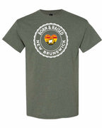 Born and Raised Nb Heart Flag 1 Men's Tee in Heather Military Green