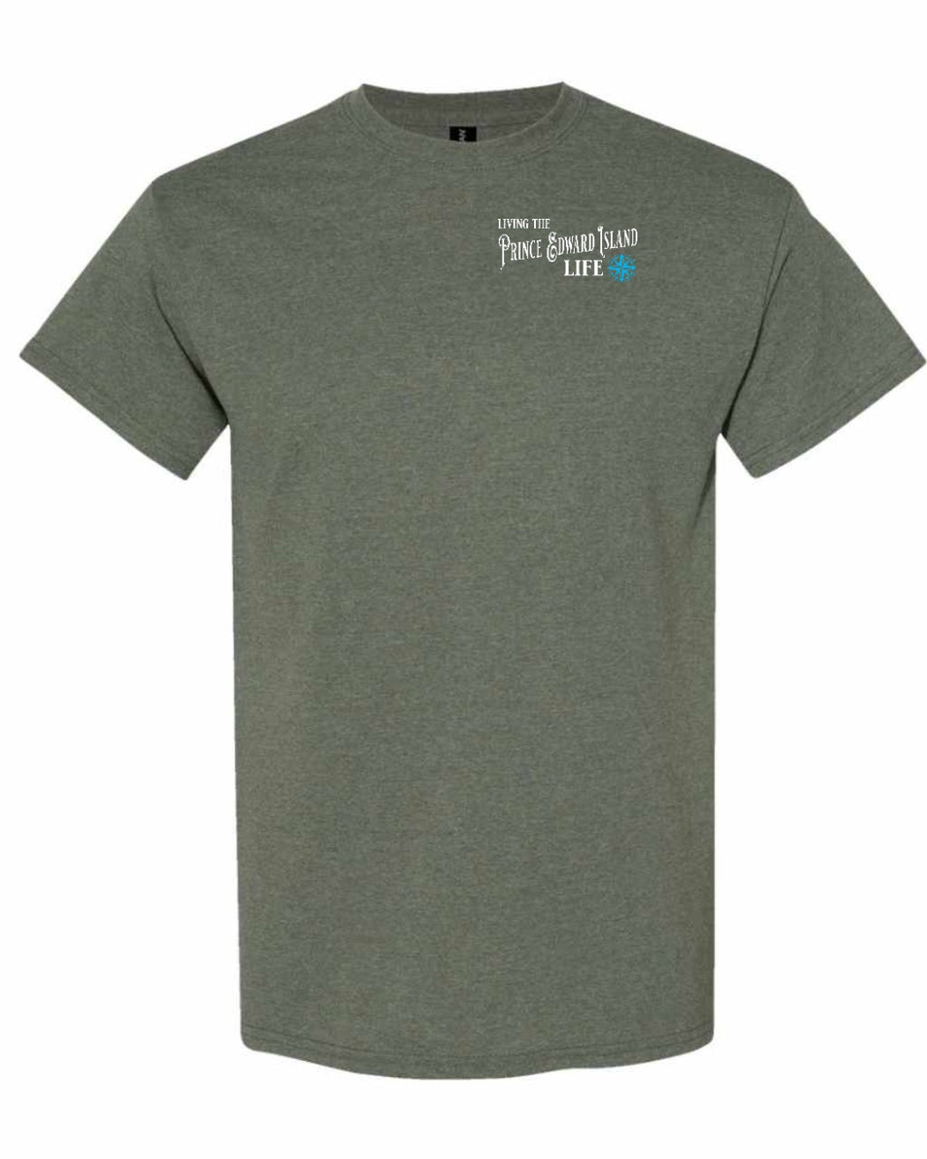 Living the PEI Life Blue Compass Left Chest Men's Tee