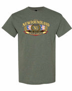 Newfoundland Thing Badge Full Front Men's Tee in Heather Military Green