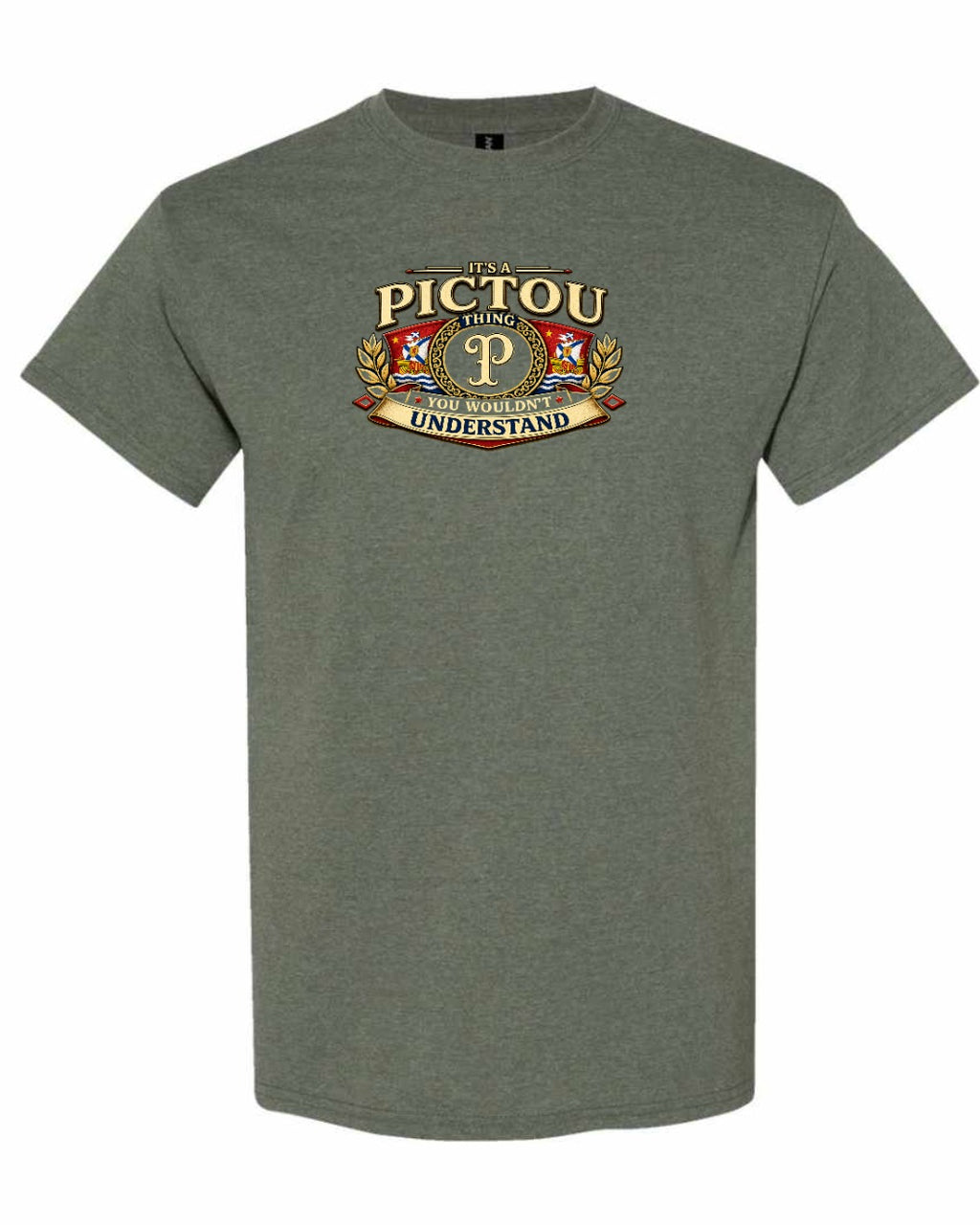 Pictou Understand Men's Tee in Heather Military Green