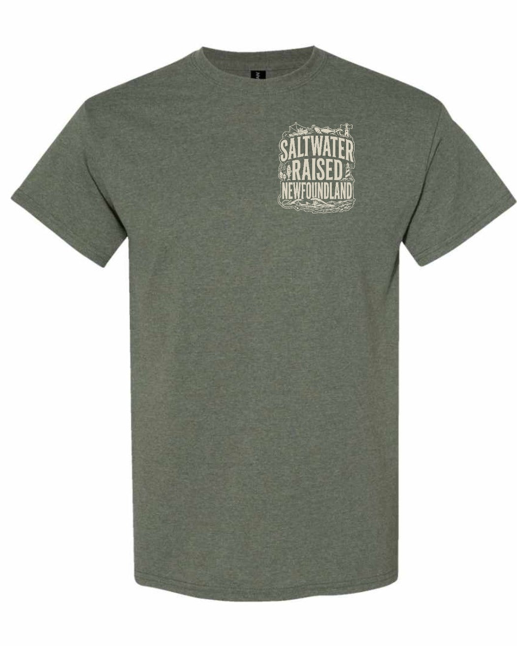 NFLD Saltwater Raised Folk Left Chest Men's Tee