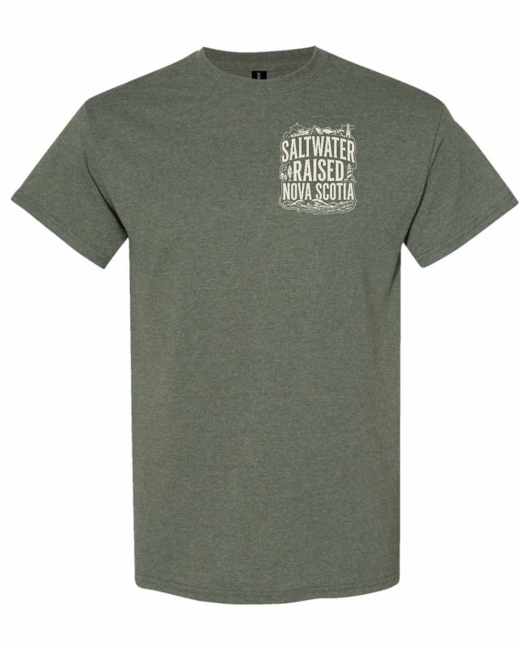 Saltwater Raised NS Folk Left Chest Men's Tee