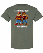 Standing Our Ground Full Front Men's Tee in Heather Military Green