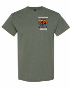 Standing Our Ground Left Chest and Back Men's Tee in Heather Military Green