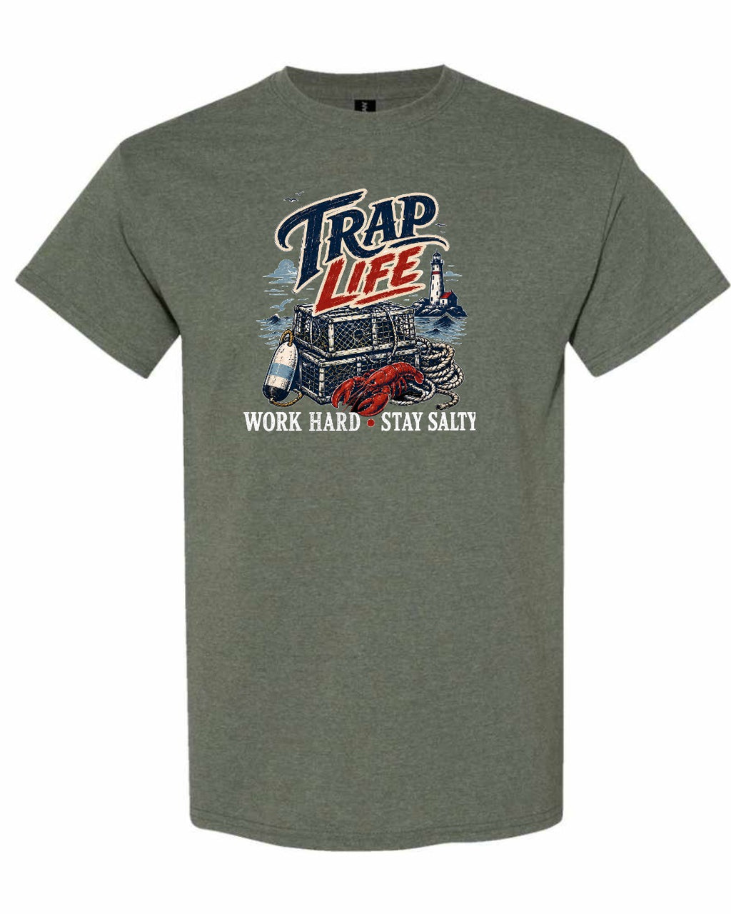 Trap Life Men's Tee in Heather Military Green
