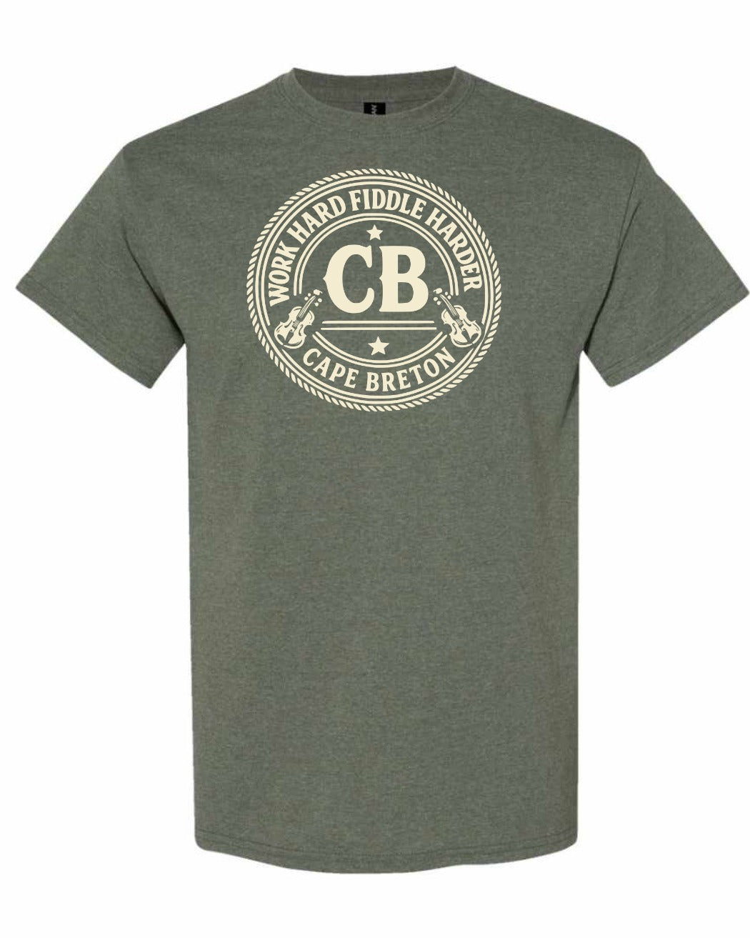 Work Hard Cb Men's Tee in Heather Military Green