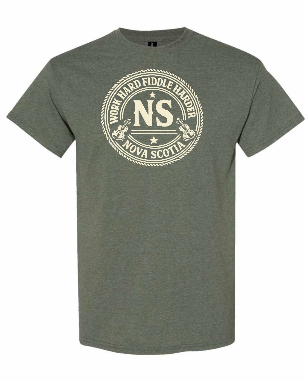 Work Hard Ns Men's Tee in Heather Military Green