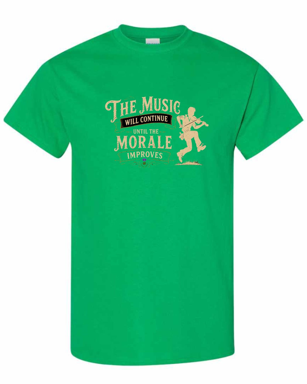 Muisic Will Continue Fiddle Men's Tee in Irish Green