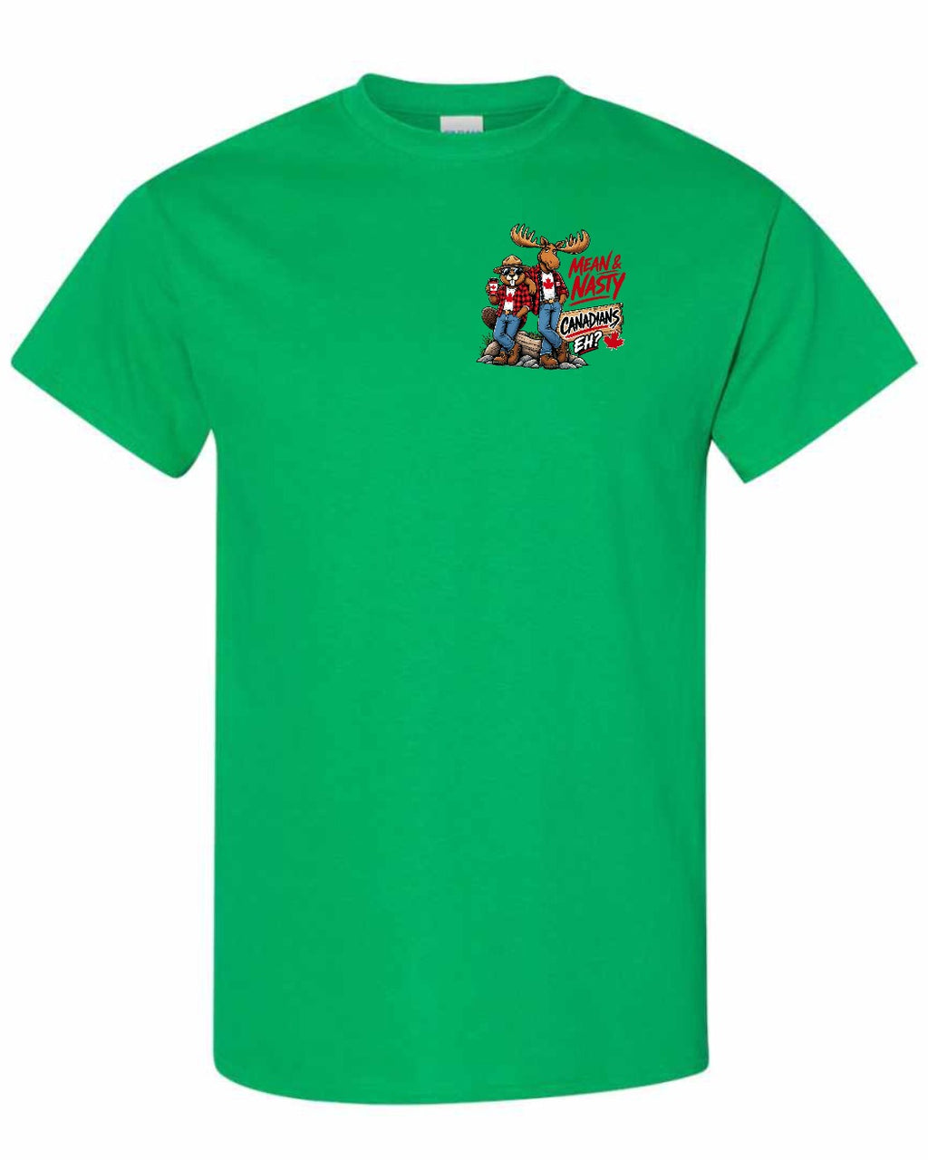 New Mean and Nasty Canadians Left Chest Men's Tee in Irish Green