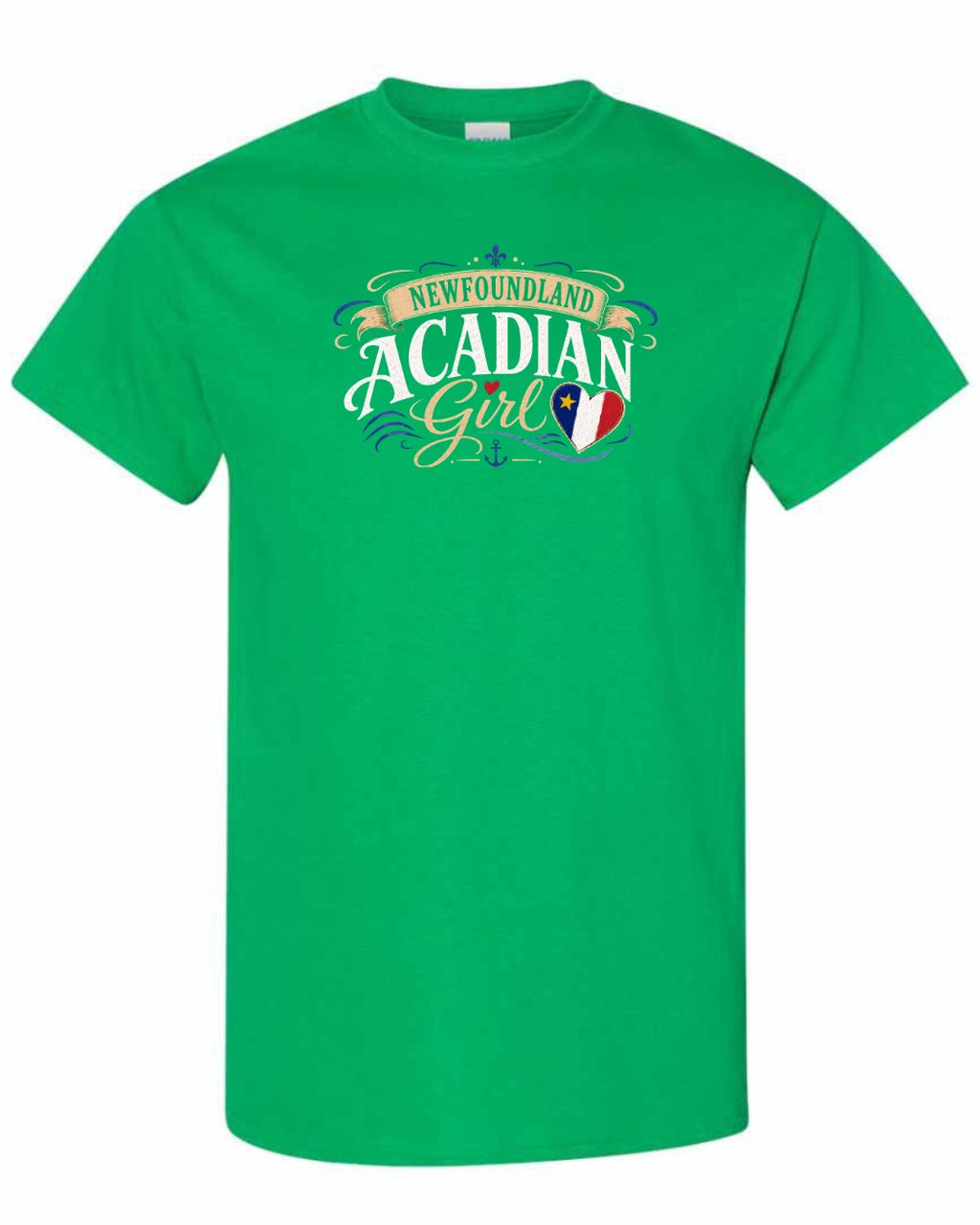 Newfoundland Girl Garment Men's Tee in Irish Green