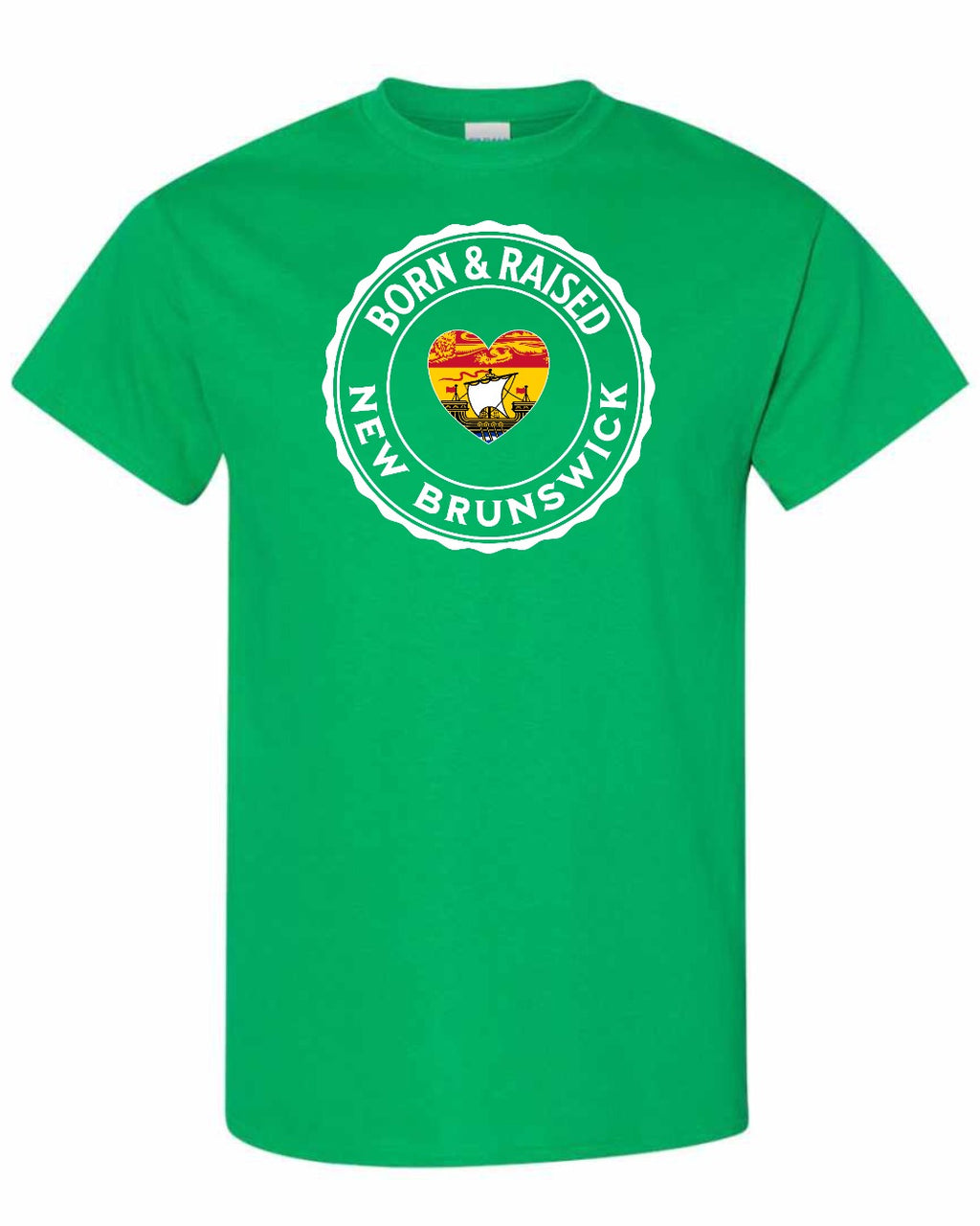 Born and Raised Nb Heart Flag 1 Men's Tee in Irish Green