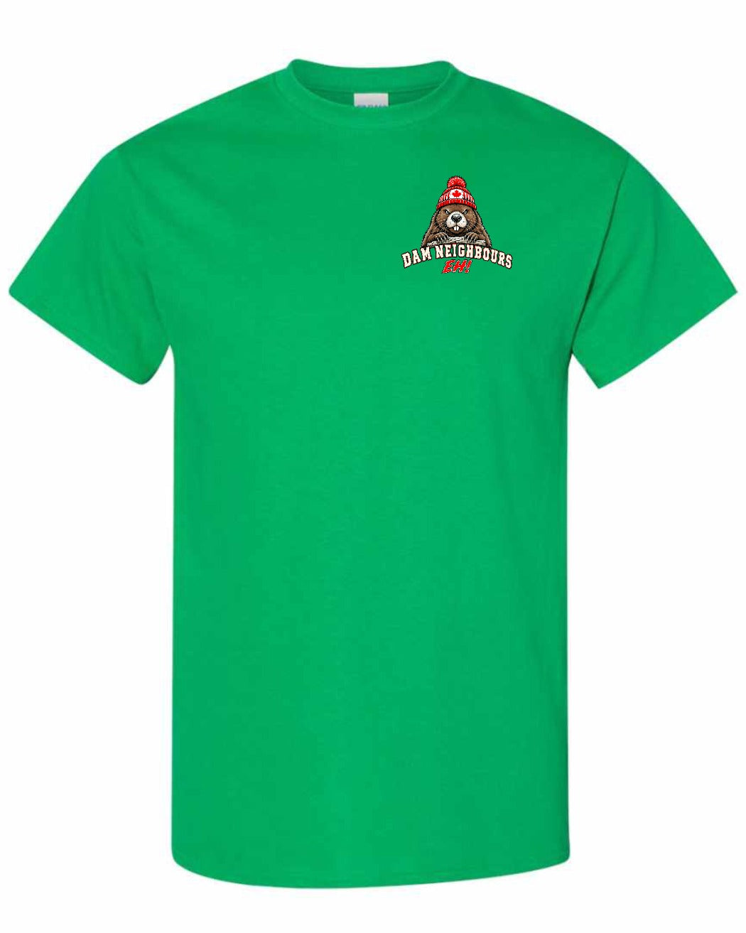 Dam Neighbours Left Chest and Back Men's Tee in Irish Green