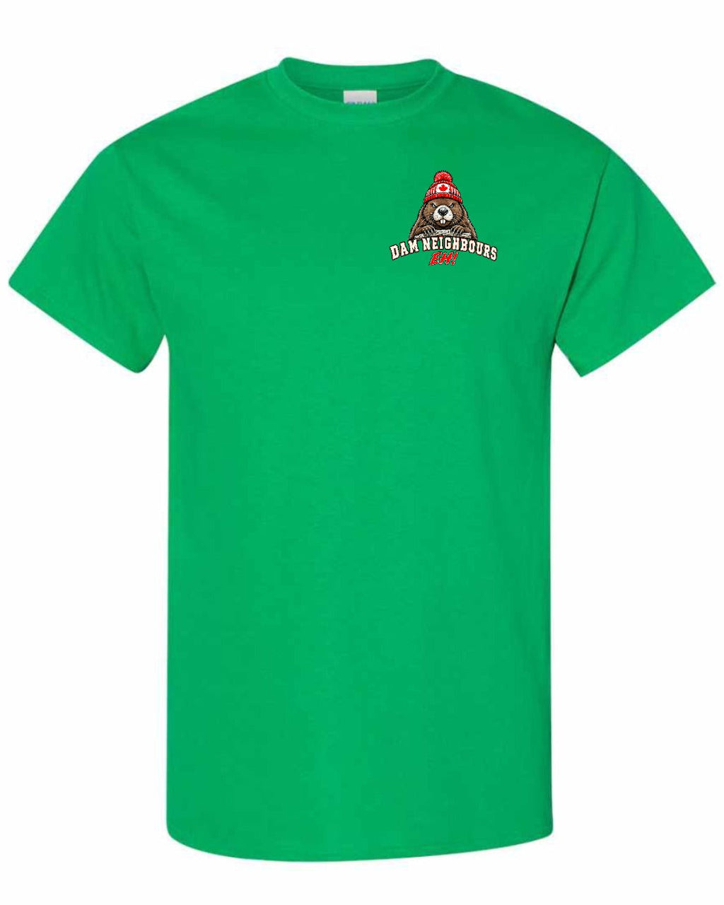 Dam Neighbours Left Chest and Back Men's Tee in Irish Green