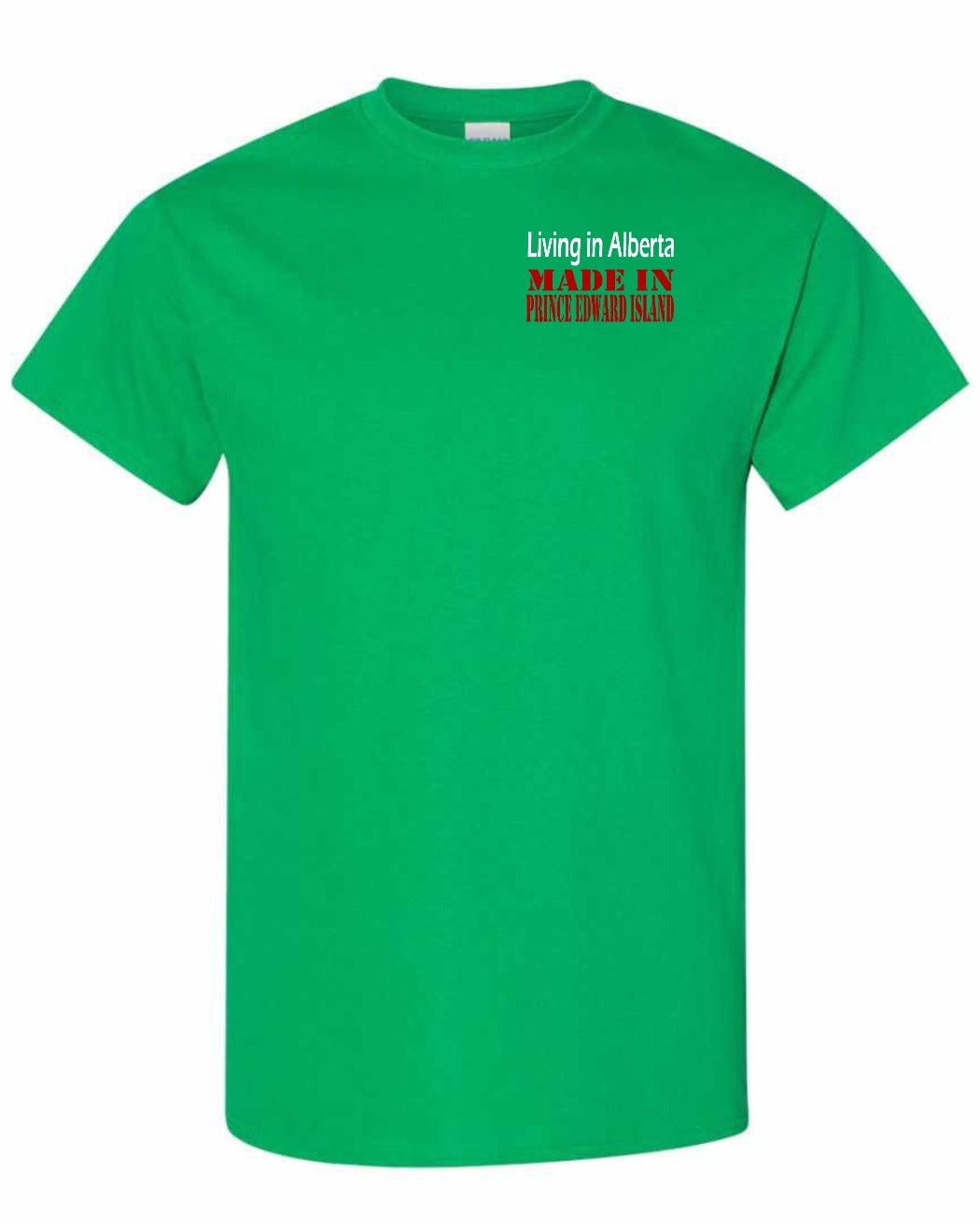 Living in Alberta Made in PEI Left Chest Men's Tee