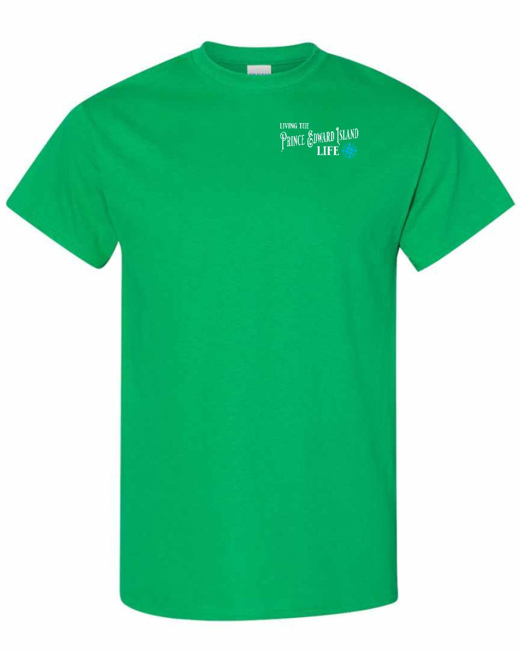 Living the PEI Life Blue Compass Left Chest Men's Tee