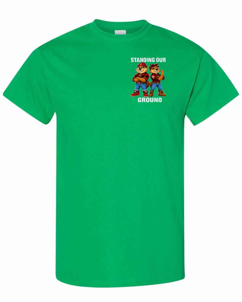 Standing Our Ground Left Chest and Back Men's Tee in Irish Green