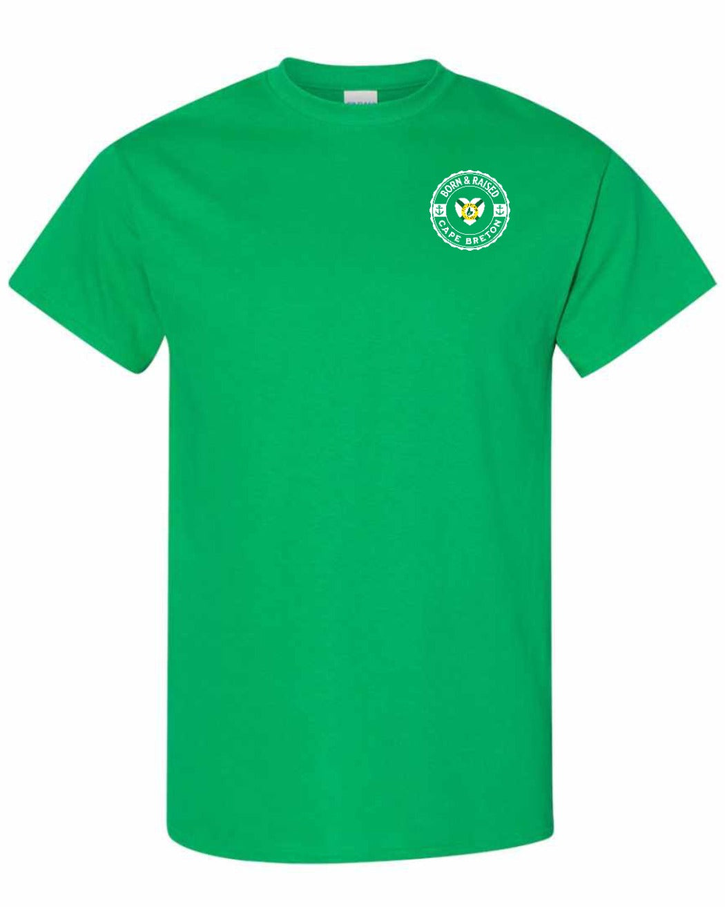 Born and Raised CB Heart Flag Left Chest & Back Men's Tee