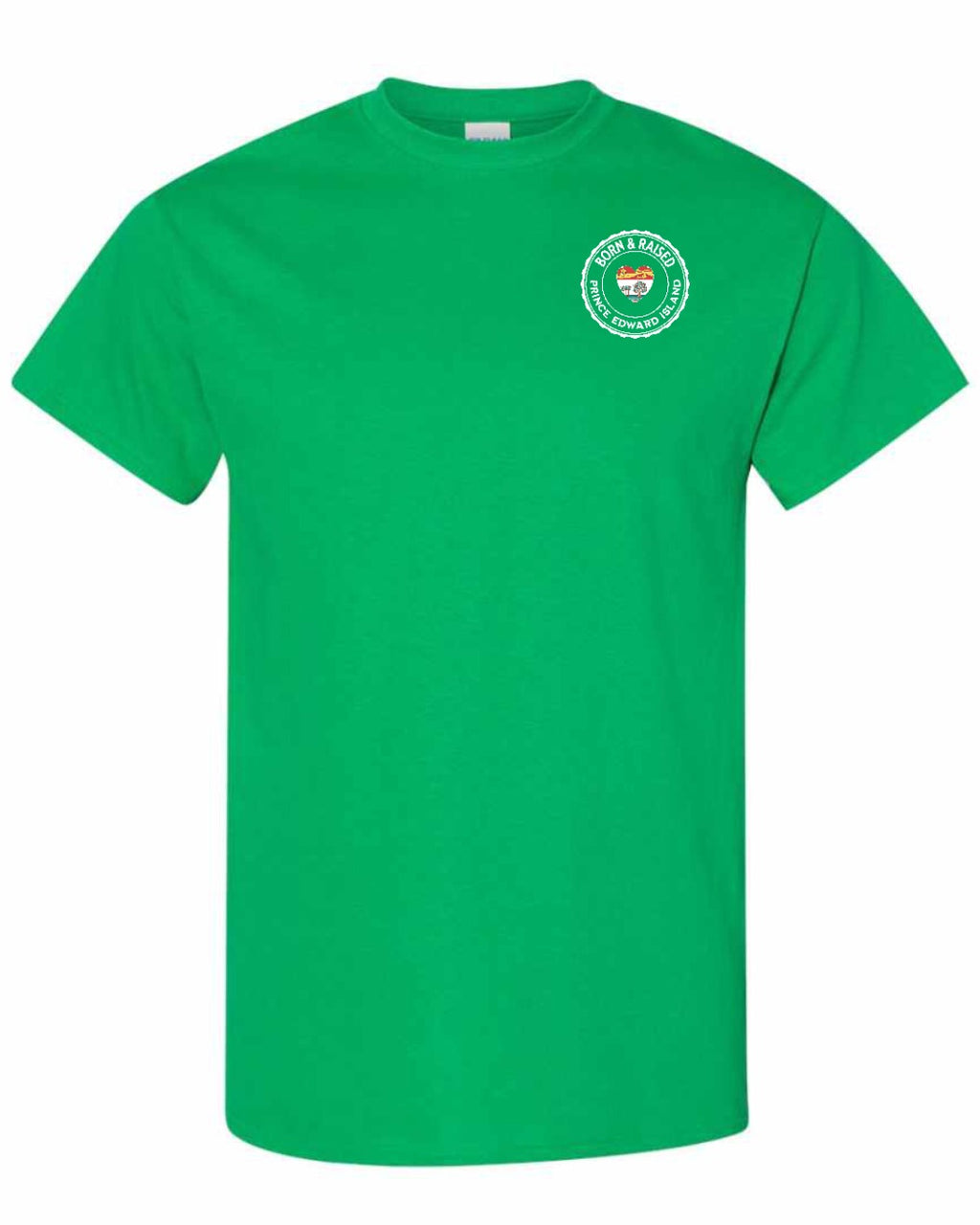 Born and Raised PEI Heart Flag Left Chest Men's Tee